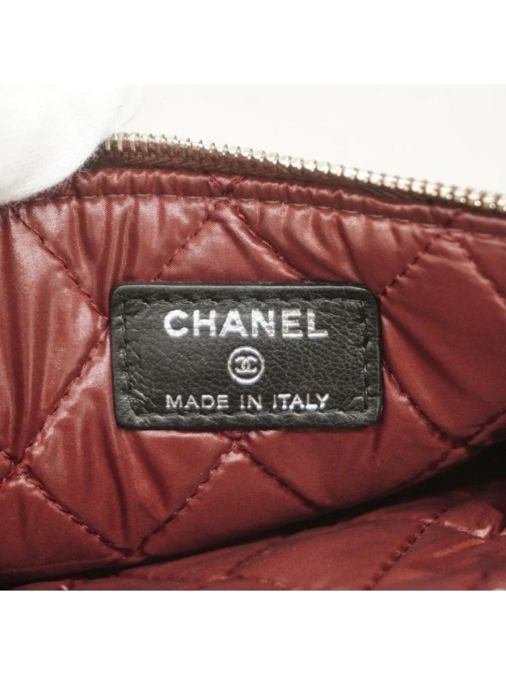 Chanel Pouch Quilted Lambskin Black Silver